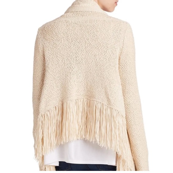 BCBGMAXAZRIA open front, shawl collar fringe cardigan wrap sweater. Size s/xs - Picture 2 of 11